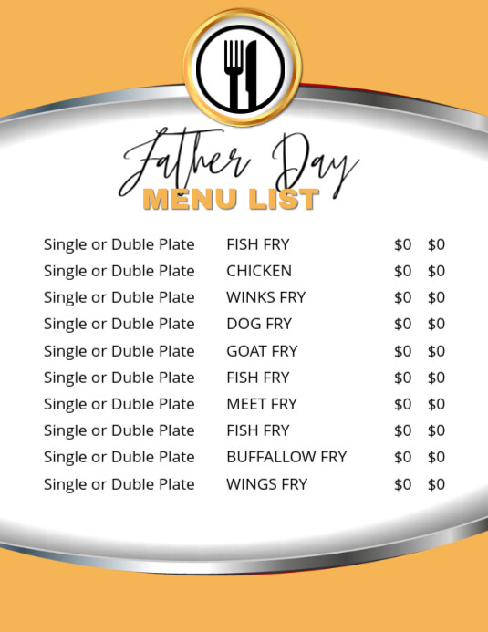 father day menu Flyer (US Letter) template