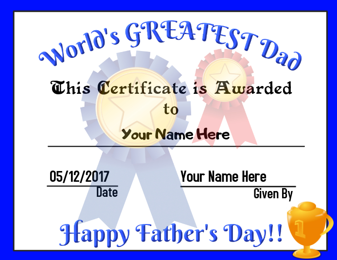 Father's Day Certificate Volantino (US Letter) template