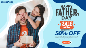 蓝绿色 Father's Day Sale Facebook Cover Video Template
