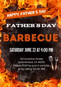 Fathers Day Barbecue invitation A6 template