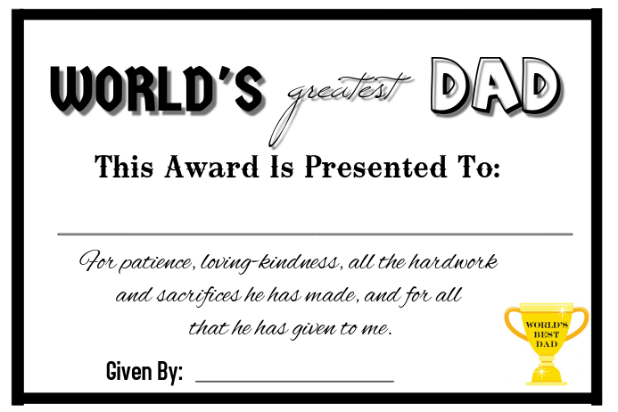 Father’s Day Certificate Template | PosterMyWall