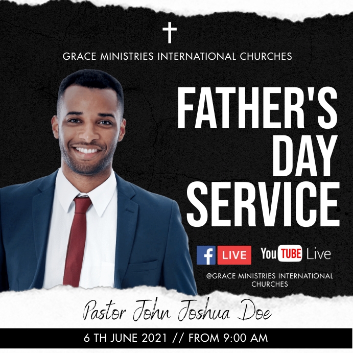 FATHERS DAY CHURCH SERVICE FLYER Instagram Post template