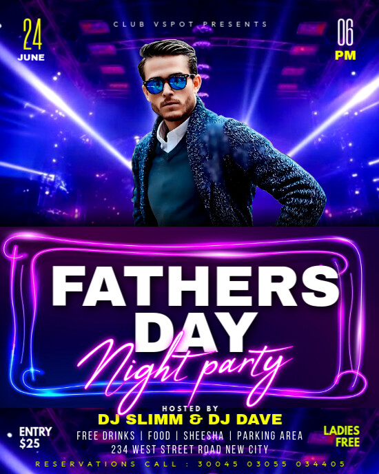 Fathers day night club party online poster maker editable flyer template instagram post