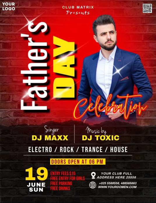 Fathers day party Flyer (US Letter) template