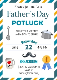 Fathers Day Potluck Invitation A6 template