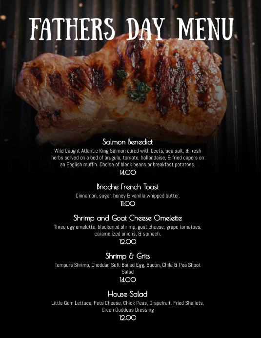 Fathers Day Specials Menu Template PosterMyWall