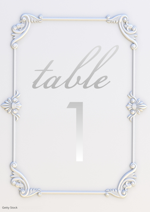 Table Number Front Faux Embossed Wedding Seating Table Numbers Template | PosterMyWall