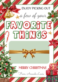 Favorite Things Christmas Gift Card Holder Printable A6 template
