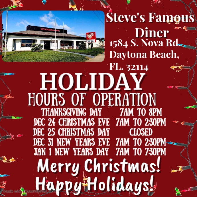 Festive Opening Hours Poster Template Publicación de Instagram