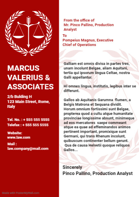 Red Law and attorney letterhead design templa