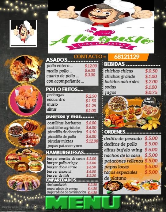 Copy of Copia de Tres Kitchen Long Menu List | PosterMyWall