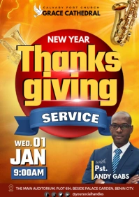 New Year Thanksgiving Service Flyer A4 template