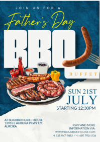 สีขาว Father's Day BBQ Buffet A3 Template