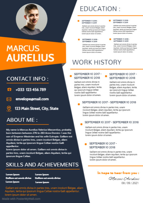 modern white dark blue and orange cv corporat