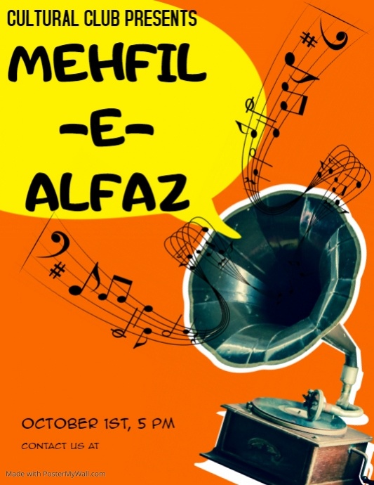 mehfil-e-alfaz Løbeseddel (US Letter) template