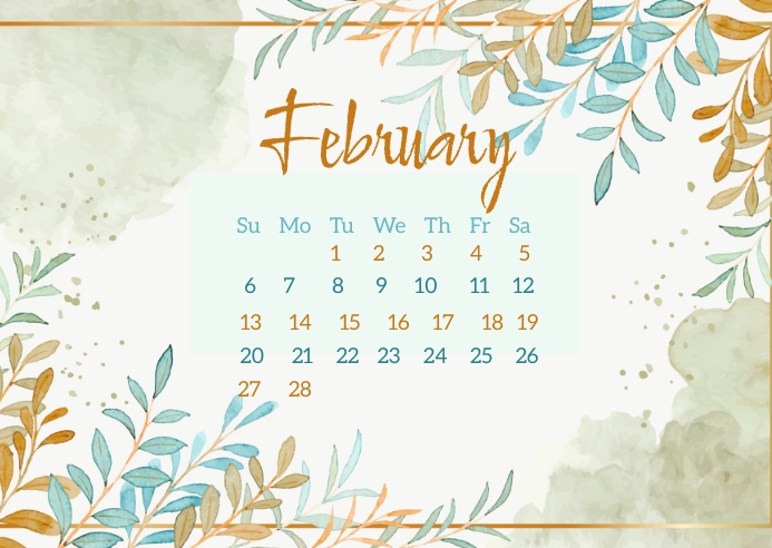 february 2022 Calendar design template ไปรษณียบัตร