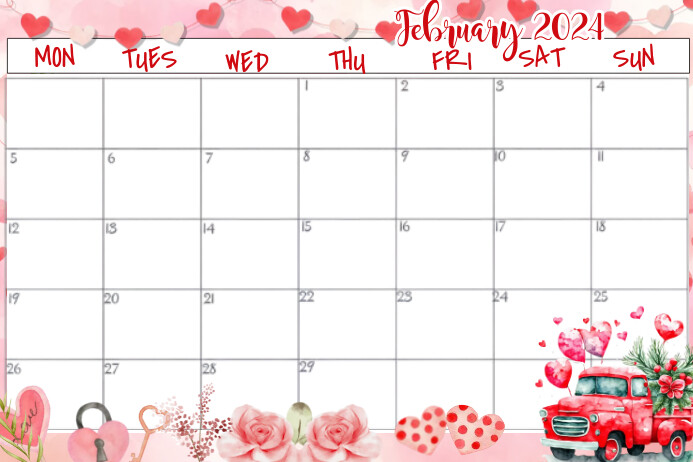 February 2024 Calendar Template Printable โปสเตอร์