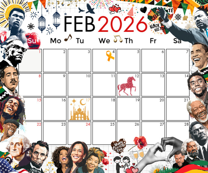 February 2026 Calendar Template | PosterMyWall