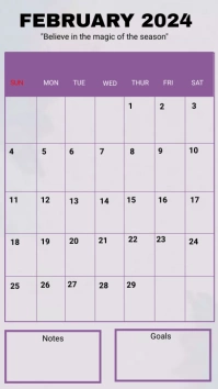 FEBRUARY CALENDAR 2024 Digital Display (9:16) template