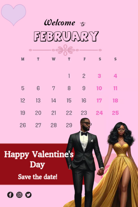 February Calendar Template | PosterMyWall