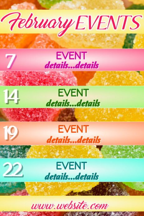 February Calendar of Events Template | PosterMyWall