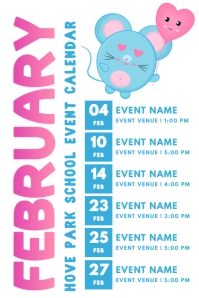 February Events Schedule Calendar Template | PosterMyWall