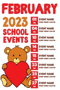 February Events Schedule Calendar Template | PosterMyWall
