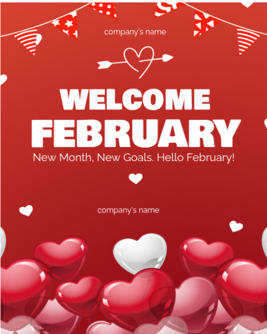 February Posts February New Month Social Media Post Template | PosterMyWall