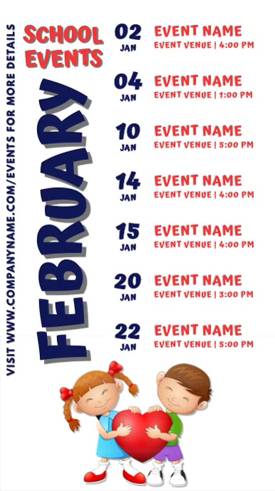 February School Events Schedule Template | PosterMyWall