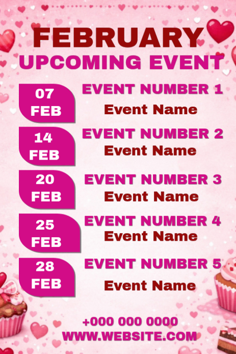 February Events Calendar Template | PosterMyWall