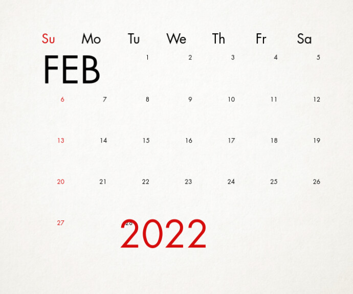 Rectangle Feb Calendar Feburary 2022 Calendar Template | PosterMyWall