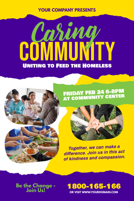 Homeless Support Poster Feed The Homeless Caring Community Template | PosterMyWall