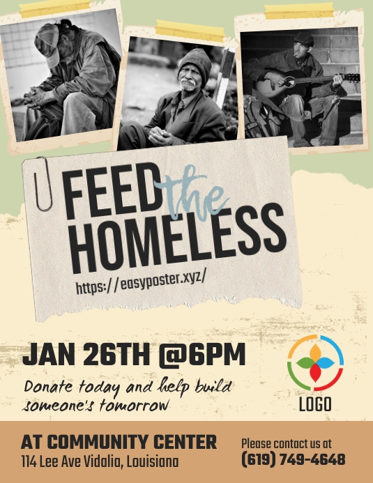 Feed The Homeless Flyer Рекламная листовка (US Letter) template