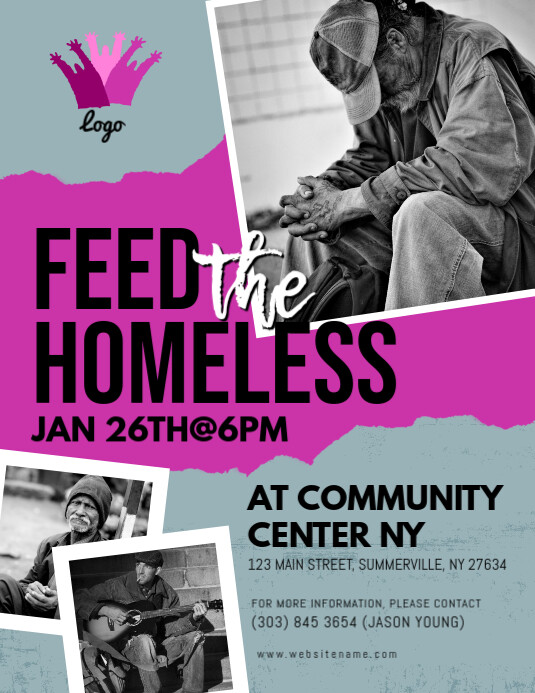 Pink Feed The Homeless Community Day Flyer Template PosterMyWall