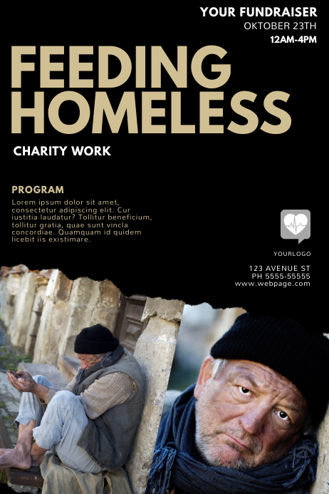 Homelessness Help Program Advertisement Homeless Charity Poster