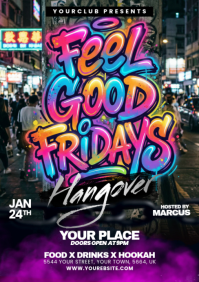 Feel Good Fridays party flyer A5 template