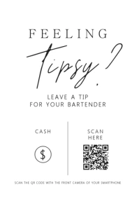 feeling tipsy tip qr code sign Half Page Wide template