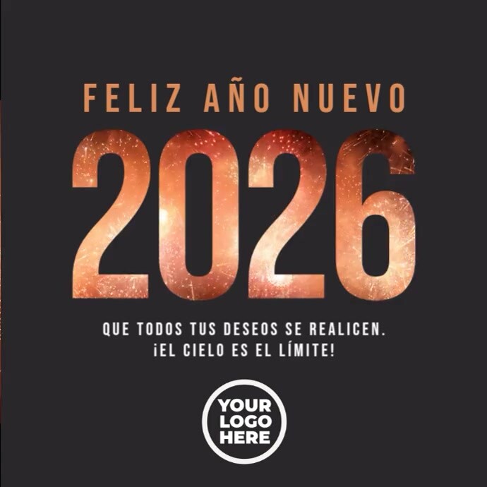 Feliz año nuevo 2025 video fireworks Square (1:1) template