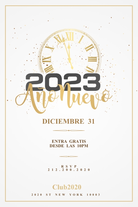 FELIZ AÑO NUEVO Flyer Template Transparent 4 stopy × 6 stóp
