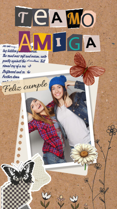 Feliz cumpleaños amiga, tarjeta para amigas Instagram Story template