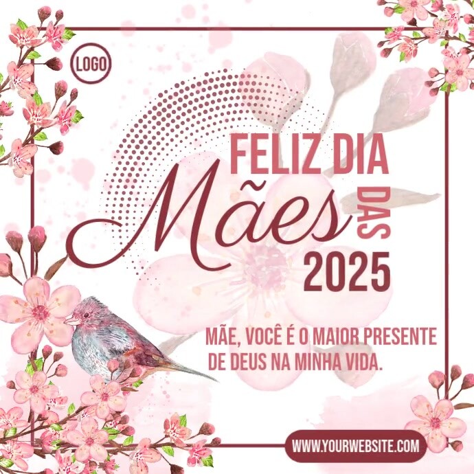 Feliz Dia das Mães 2025 (branco) Template | PosterMyWall