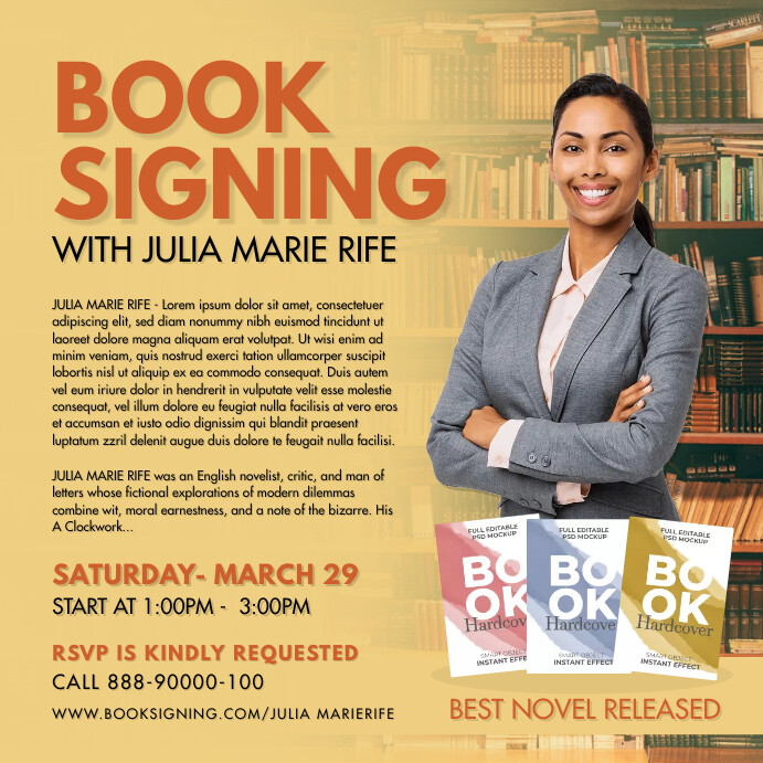 Book Signing Poster Template Author Signing Flyer Etsy