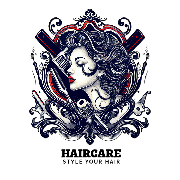 Female barber logo template