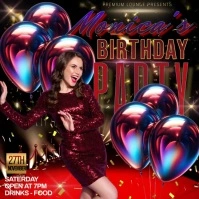 female birthday party invitation modern Instagram Post template