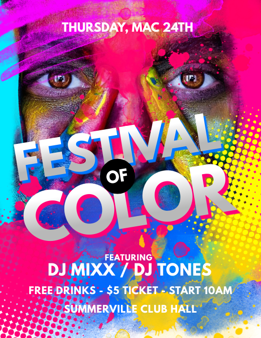 Festival Of Color Flyer Template PosterMyWall