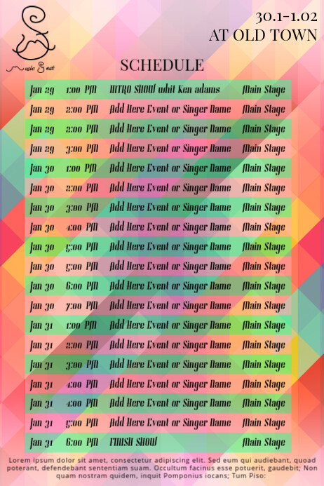 Festival Schedule Template | PosterMyWall Festival Schedule Template | PosterMyWall