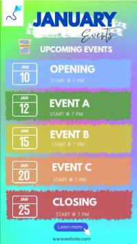 January Event Schedule Instagram Reel Template