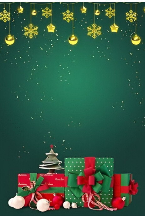 Festive Christmas Gift Boxes and Golden Ornaments Poster template