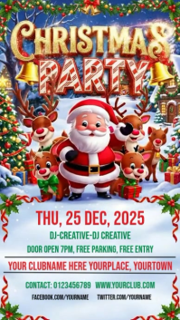 Festive Christmas Night Club Party Poster Template Instagram Story