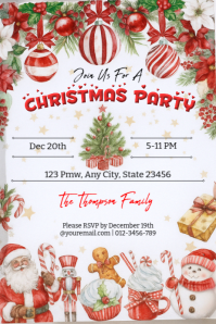 Festive Christmas Party Invitation Poster - Holiday Event Flyer Template 海报